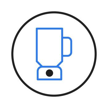 Minimalist illustration of a blue outlined blender within a circle emphasizing simple appliance vector