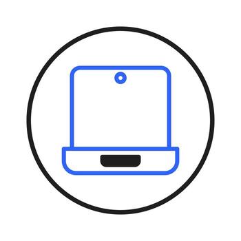 Minimalist laptop icon design within circular frame showcasing modern technology and simplicity vector