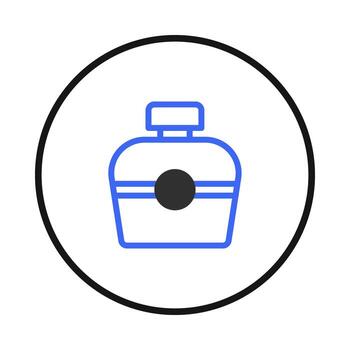 minimalista representación de un clásico poción botella dentro circulo enfatizando sencillez y vector