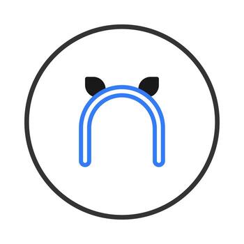 Minimalist depiction of a cat ear headband on a circular frame simple line art vector