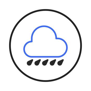 Minimalist weather icon depicting rainfall with outlined cloud encased in circular frame vector