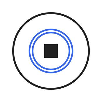 Minimalistic graphic stop button design with concentric circles conveys halt visual simplicity and vector