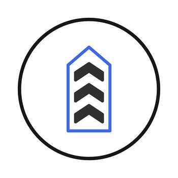 Modern chevron illustration depicting upward progression within a bordered circular frame vector