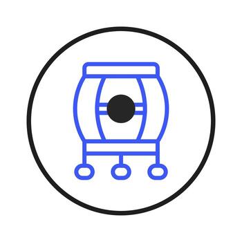 Modern representation of barrel container with multiple support legs in a circular frame vector