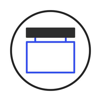 rectangular caja soportado por pilares contenido dentro un circular marco con un pulcro diseño ideal vector