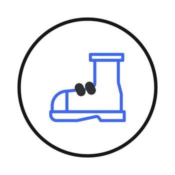 Simple blue outline of a single boot inside a black circle offers a minimalist visual representation vector