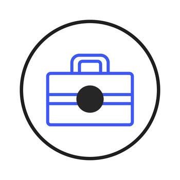 sencillo azul resumido maletín icono adjunto dentro un limpiar circular marco simbolizando vector