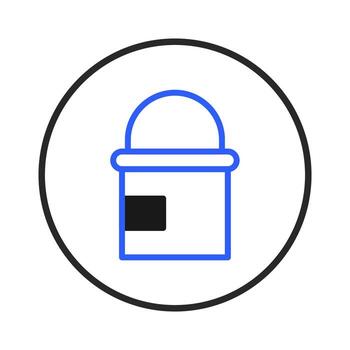 Simple depiction of a locked secure container icon in blue and black against a white background vector