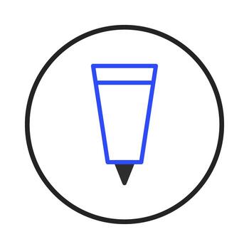 Simple illustration of a blue marker inside of a black circle on white backdrop design element for vector