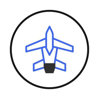 Stylized depiction of a modern jet fighter within a circular frame symbolizing aviation technology vector