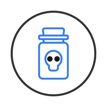 Stylized depiction of a poison bottle with skull marking symbolizing danger and hazard within a vector