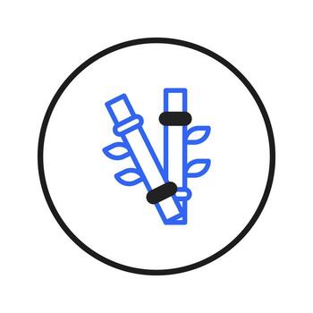 estilizado representación de empaquetado bambú dispara con verde hojas dentro un circular marco agregando vector