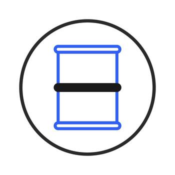 Stylized graphic icon illustrating cylindrical container with bold line element within a round vector