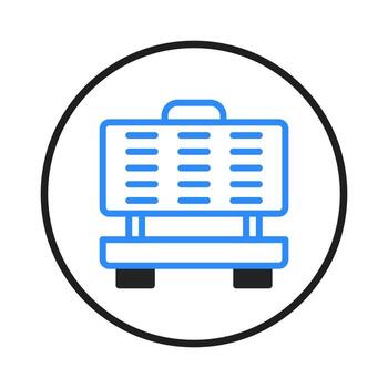 Stylized graphic of a crate or container icon within a circular border illustrating transportation vector