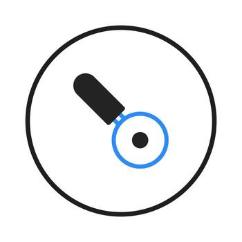 Stylized Pizza Cutter Icon with Clean Lines and Minimalist Design within Circular Frame Represents vector