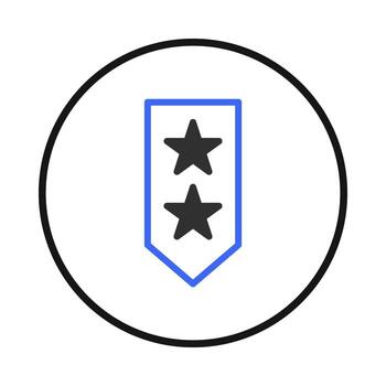 Stylized rendering of a two star insignia within a circular frame for website applications and vector