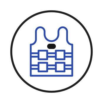 Stylized representation of safety flotation device icon within encircled line border showing vector