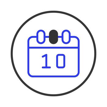 Stylized tenth date appointment reminder icon within dark circular boundary signifying scheduling vector