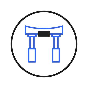 Stylized Torii Gate Icon in Circular Frame Evoking Japanese Tradition and Simplicity in Artistic vector