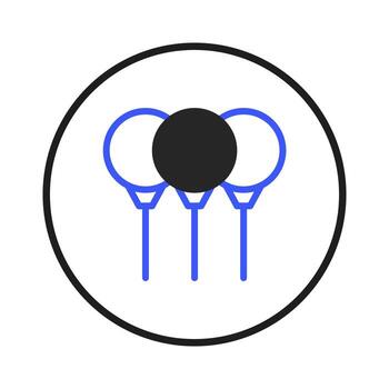 Stylized trios of floating balloons icon in a circle representing celebrations and festivity and vector