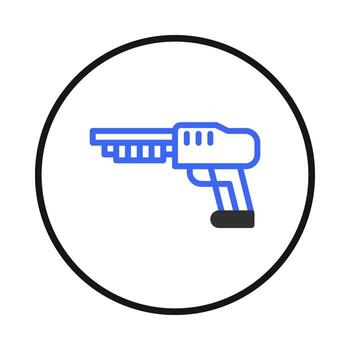 Stylized weapon icon illustration depicting a futuristic firearm design within circular frame vector