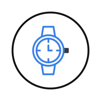 Stylized wristwatch depiction within circular frame showcasing time management concepts and modern vector