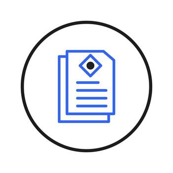 illustration depicting structured document pages within a circular emblem modern design style vector