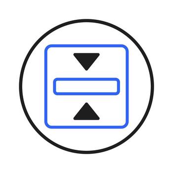 Vertical adjustment graphic icon symbol for setting arrangement and modification within a circular vector