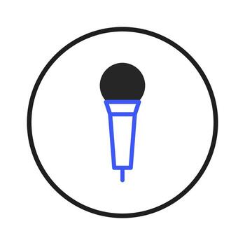 Vibrant microphone icon within a circular boundary signifies audio recording presentation vector