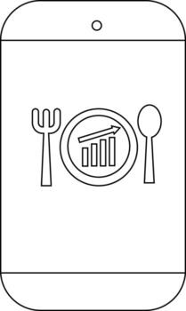 A phone screen displays a plate with a growth chart flanked by a fork and spoon vector
