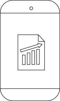 A smartphone displays a document with a rising bar graph and upward arrow vector