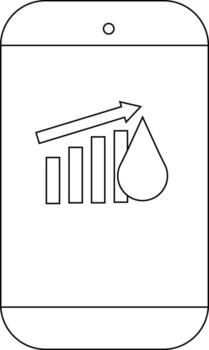 Mobile phone display showing rising graph and liquid drop vector