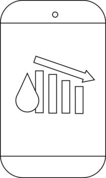 A stylized depiction of a decrease in humidity levels displayed on a smartphone screen vector