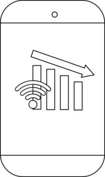 Phone displays descending bars WiFi symbol arrow suggesting a connection issue vector