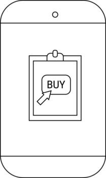A smartphone display showcases a BUY button with a cursor suggesting online shopping or ecommerce transactions vector