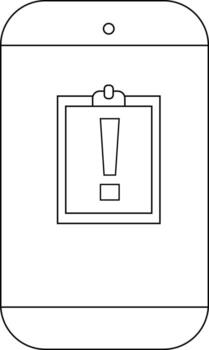 A smartphone screen displays a clipboard icon featuring an exclamation mark indicating an alert or important notification vector