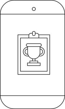 móvil teléfono con pantalla mostrando un trofeo en un portapapeles vector