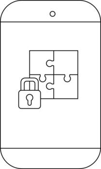 A phone displays a 4piece puzzle beside a padlock emphasizing its security features vector