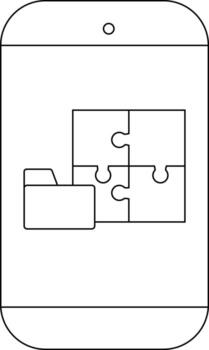 A smartphone display with a folder icon and a fourpiece jigsaw puzzle vector