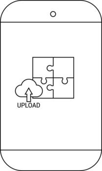 teléfono monitor nube subir icono cerca rompecabezas piezas vector