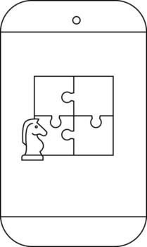 Smartphone screen displaying four puzzle pieces a chess knight icon in the lowerleft vector
