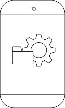 un teléfono inteligente muestra un ajustes icono presentando un carpeta y un engranaje símbolo en sus pantalla vector