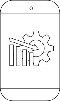 Mobile phone display a graph arrow and gear icon vector