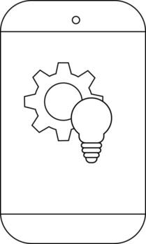 Mobile phone icon with gear and lightbulb symbols of settings and ideas vector