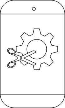 Outline image phone with circle scissors gear vector