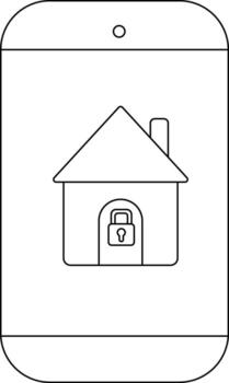 un teléfono inteligente muestra un hogar con un candado sugerencia inteligente hogar seguridad caracteristicas vector