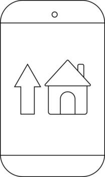 Cellphone with upload and house icons on screen vector
