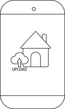 Smartphone displaying an upload to cloudbased smart home interface vector