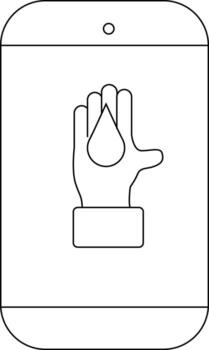 un teléfono inteligente mostrando un mano con un lágrima vector