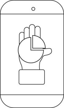 A smartphone displays a hand holding a pie chart illustrating data analysis or investment vector